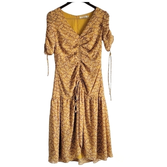 essue Dresses & Skirts - Essue mustard yellow floral Botanical Cottagecore Peasant dress size S